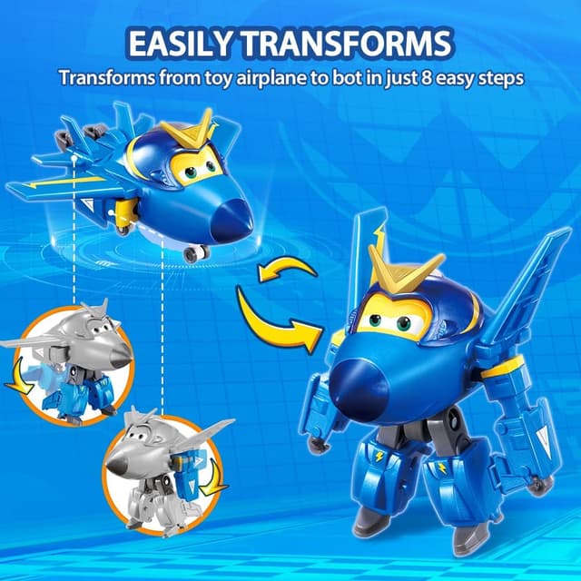 Detalle de Super Wings Transforming Jerome & Pet – personaggi robotici trasformabili su ruote funzionanti
