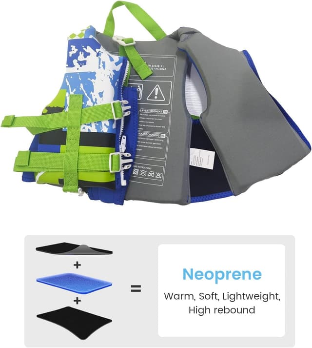 Detalle de Zeraty Toddler Neoprene Swim Vest Kids Float Jacket (20–80 lbs) with Dual Adjustable Safety Straps