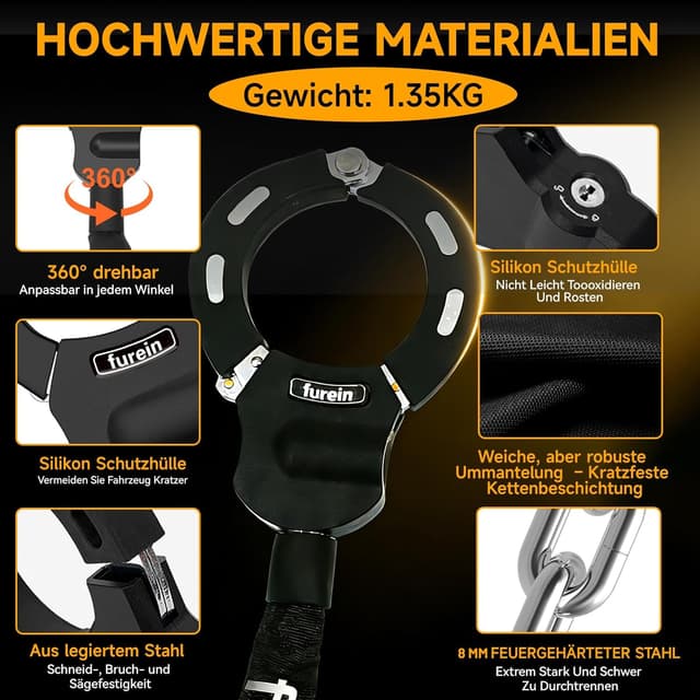 Thumbnail 2 de E Scooter Schloss 8mm Kette 60 cm Sicherheit