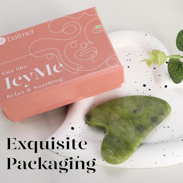 Detalle 2 de BAIMEI Gua Sha Jade Stein für Gesicht 1 Stück