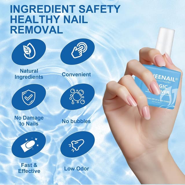 Detalle de Aubeifou Magic Nagellackentferner-Set (2x15 ml) zum Entfernen von Gellack – mit Hautschieber & Nagelschaber