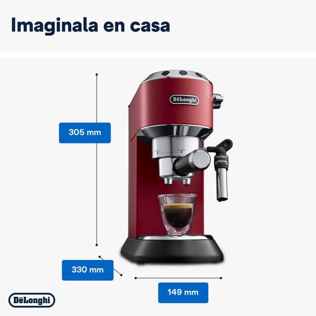 Detalle 2 de De'Longhi Dedica EC685.R cafetera espresso manual sistema cappuccino