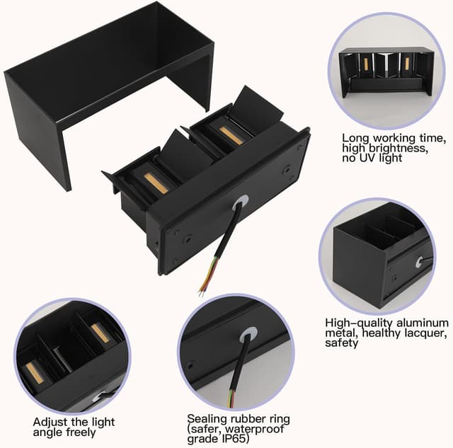 Detalle de Wisdom Line Applique Esterno LED 25W IP65, angolo regolabile 120°, 4000K bianco naturale (nero)