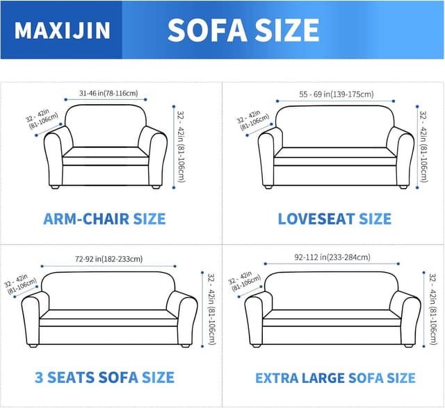 Detalle 2 de MAXIJIN Housse de canapé 2 places super extensible Magic – Blanc (tissu jacquard & spandex)