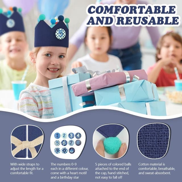 Thumbnail 2 de URAQT Corona Cumpleaños infantil números 0–9