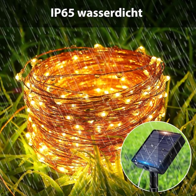 Detalle de Peasur Solar Lichterkette 3x12 m mit LED