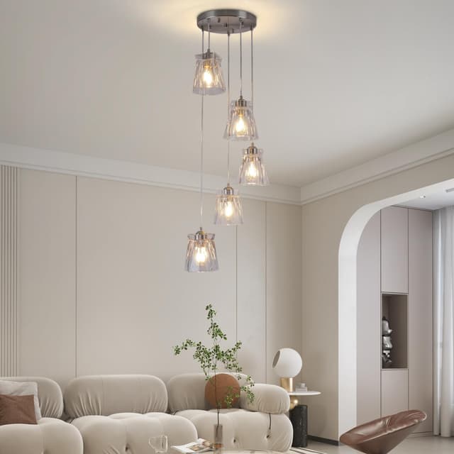 Detalle de FRIXCHUR chrome pendant light, 5 lights