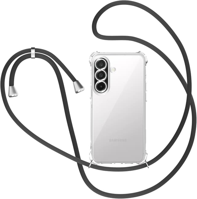 Detalle de XTCASE Coque pour Samsung Galaxy A37 avec cordon tour de cou – étui silicone TPU transparent noir