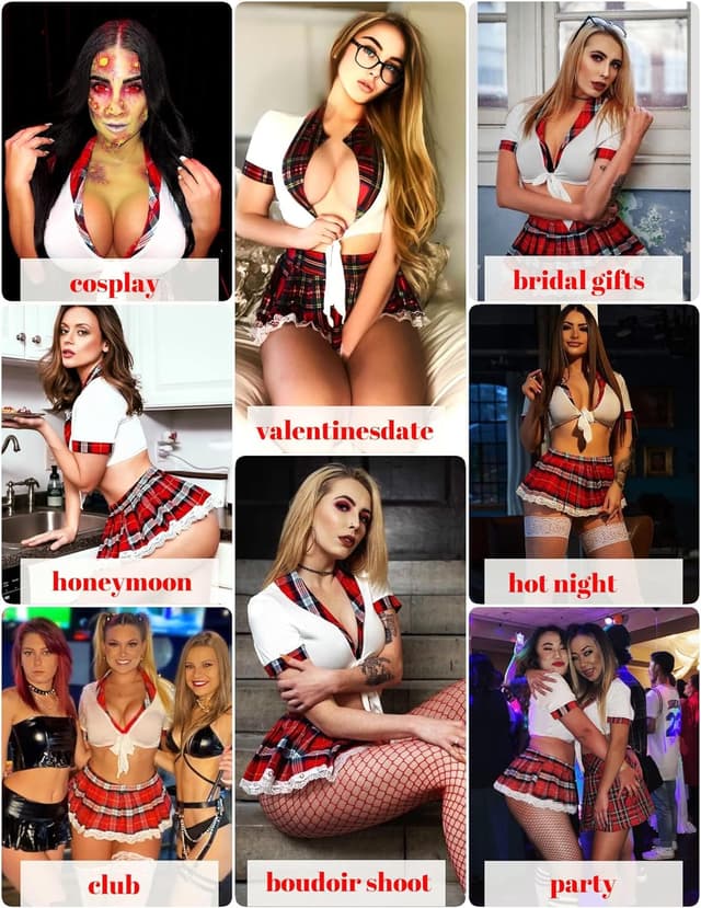 Thumbnail 3 de Avidlove Schulmädchen Dessous Set Crop Top Minirock 90% Polyester