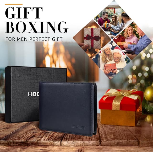 Detalle 1 de HOCRES mens RFID leather slim wallet 12.5cm