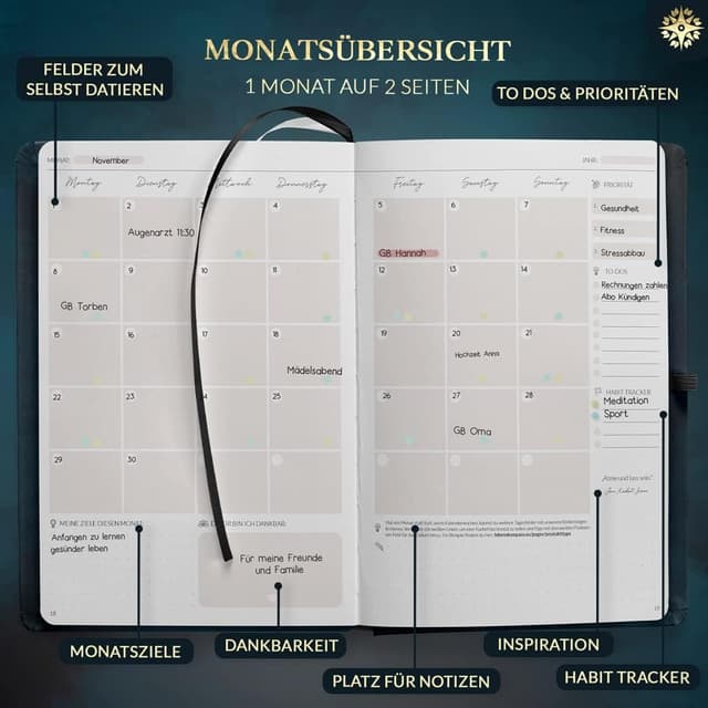 Thumbnail 4 de Lebenskompass Terminplaner A5 BLĂśTENGLANZ đź“”
