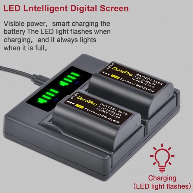 Detalle 1 de DuraPro DMW-BLK22 Akku 2280 mAh für Panasonic