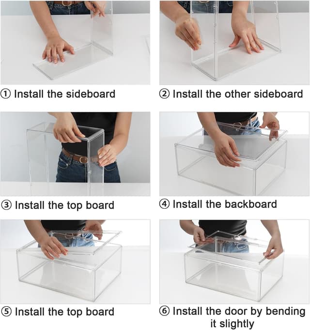 Detalle de Wollibao 2-Pack Acrylic Display Case Compatible with Labubu POP MART (Clear Box Shelf)