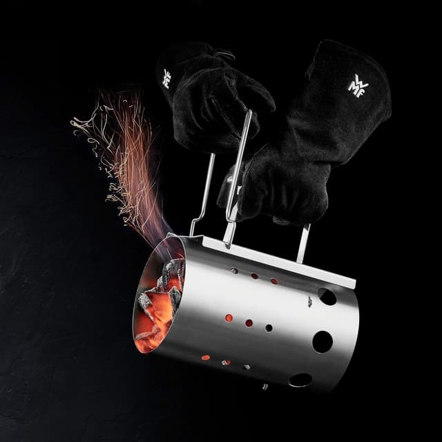 Detalle 2 de Guanti da barbecue WMF in pelle, extra lunghi 10/XL (1 paio) resistenti al calore