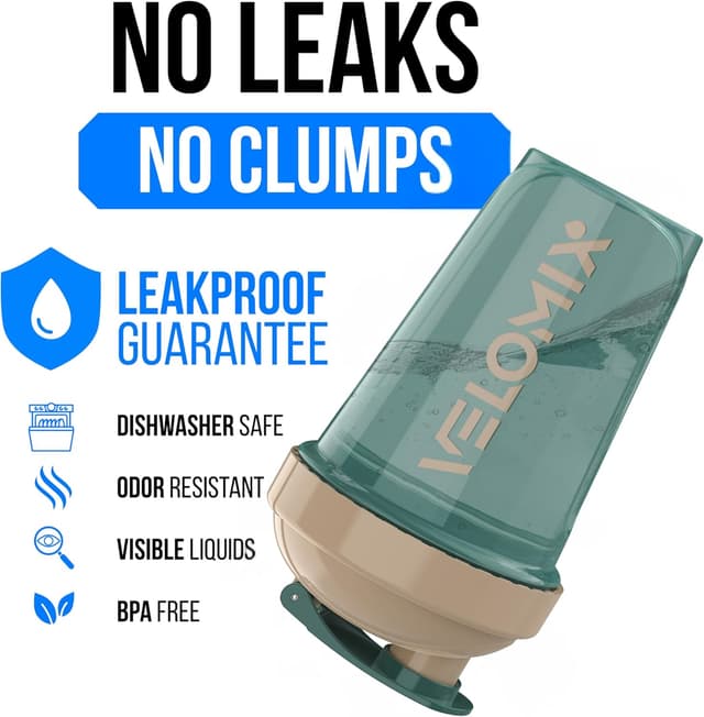 Detalle de VELOMIX 2-Pack Protein Shaker Bottle (up to 600ml) with Wire Mixball