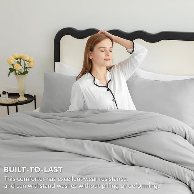 Thumbnail 2 de CozyLux Light Grey Queen Comforter Set, 3-Piece Bedding