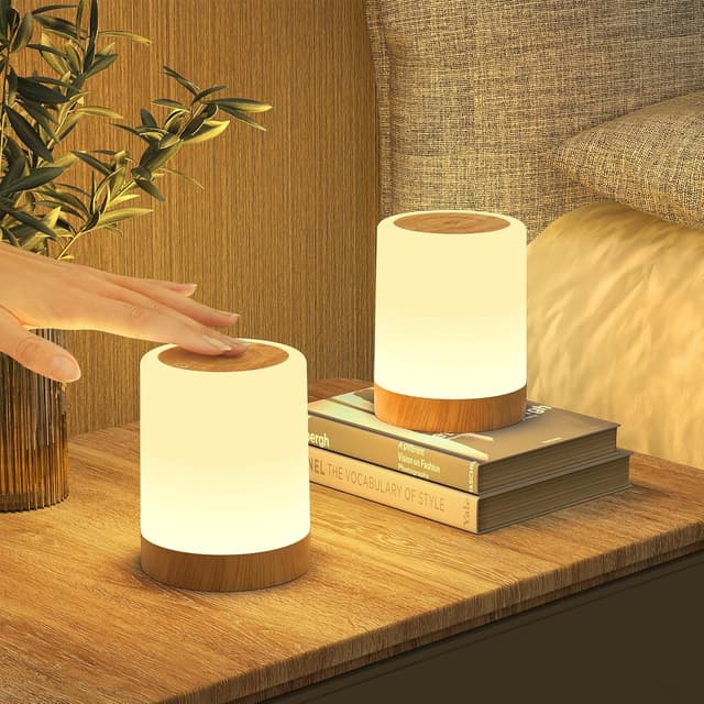 Detalle de LED Touch-Nachttischlampe, dimmbar, 256 RGB Farben & USB-Akku – mit Timing- und Memory-Funktion