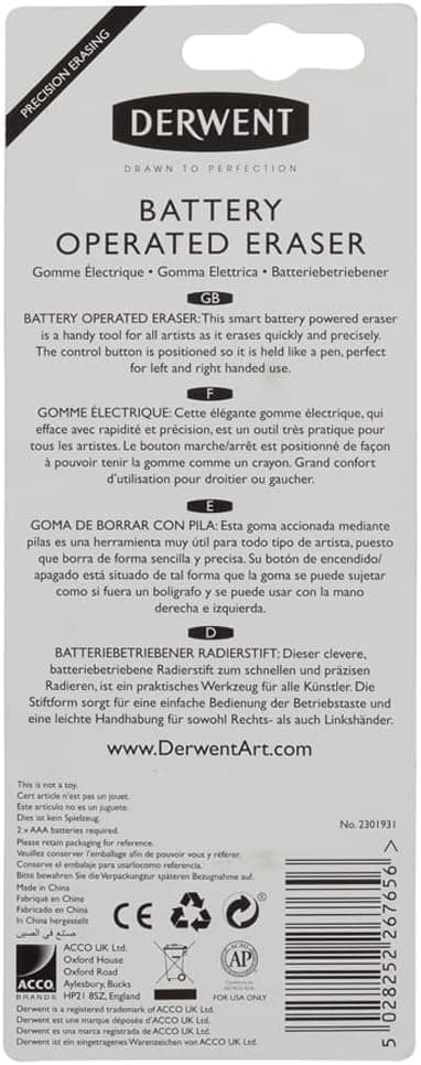 Thumbnail 2 de Derwent 2301931 Goma Borradora Eléctrica ⚡ con 8 Recambios