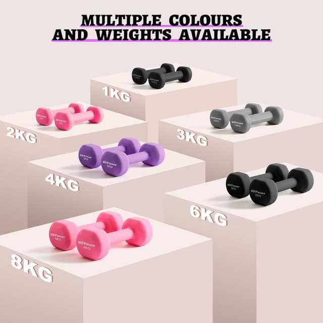 Detalle 2 de Neopren Kurzhanteln Set (2er-Set) für Frauen und Kinder – flaches Design, rutschfester Griff