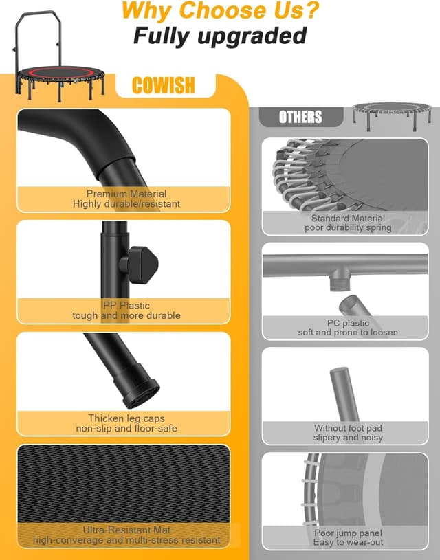 Detalle 2 de COWISH Foldable Fitness Trampoline 200kg rebounder