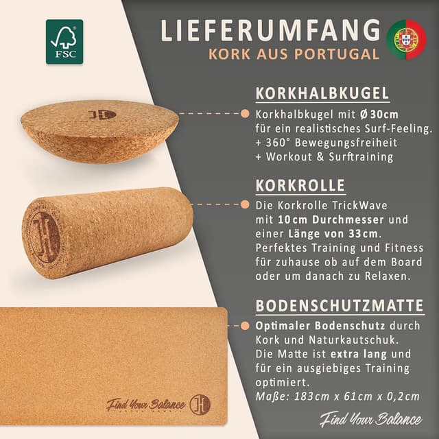 Detalle de JUCKER HAWAII Balance Board „Ocean Rocker“ – Balanceboard mit Rocker-Shape, 100% Echtholz und rutschfester Oberfläche