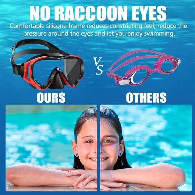 Detalle 2 de HIKOTEY Schnorchelset Kinder (Trocken) mit Anti-Fog Panorama- Tauchmaske