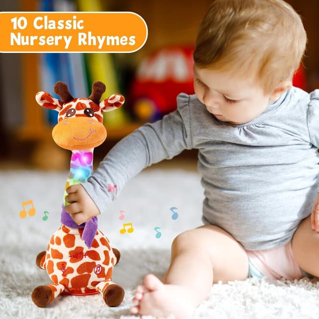Detalle de Edencomer Singing Dancing Giraffe Toy (Spotted) with Volume Control & Voice Recording
