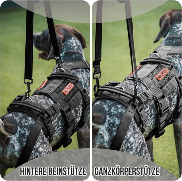 Detalle de OneTigris SKYEWALKER Unterstützungsgeschirr für Hunde – einstellbar mit 2 Griffen und Hebeschlaufe