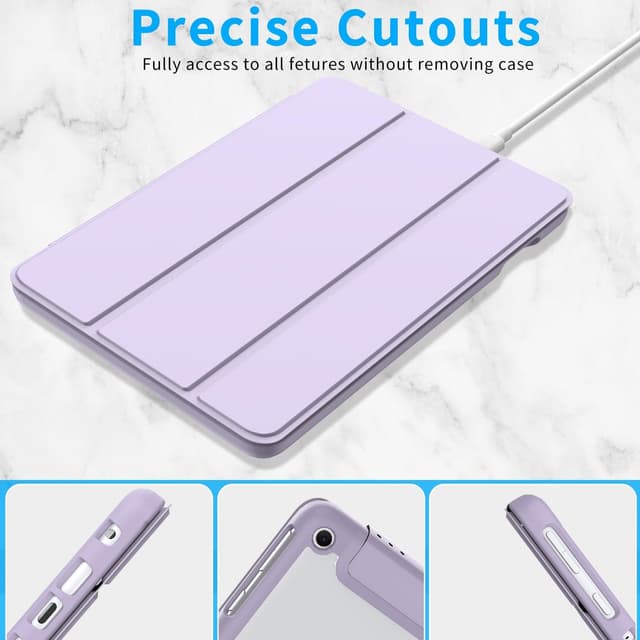 Detalle 2 de Mansiruyi 8-inch Tablet Case with Trifold Stand, Auto Sleep/Wake and Shock Protection – Light Purple