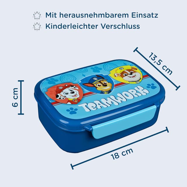 Detalle 2 de Scooli Paw Patrol : set vaisselle enfant avec boîte à goûter et gourde (à partir de 4 ans), plastique sans BPA
