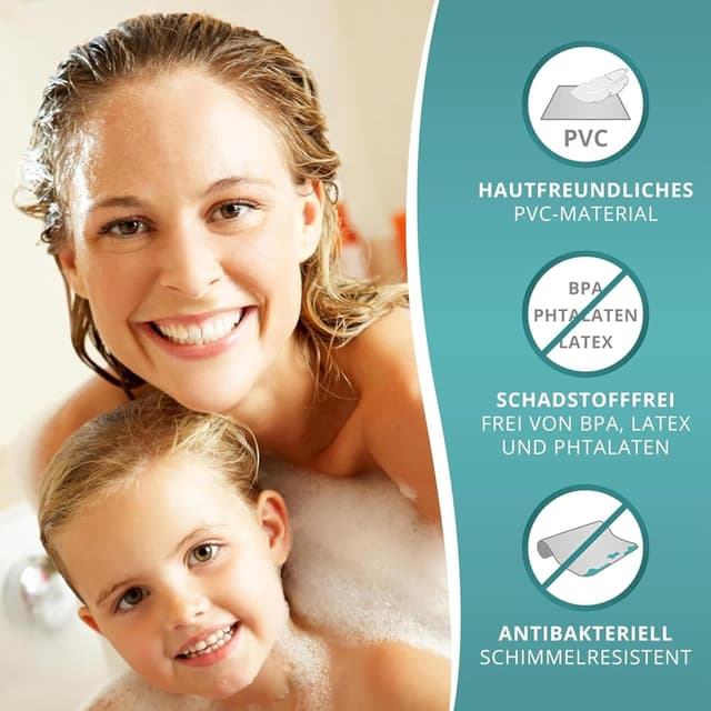 Detalle de Engelbach Duschmatte rutschfest 53x53 cm inkl. 2 Haken – antibakteriell, BPA-frei, waschmaschinengeeignet