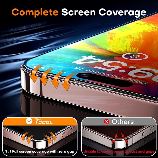 Detalle 2 de TOCOL iPhone 16 Pro Screen Protector 2-pack