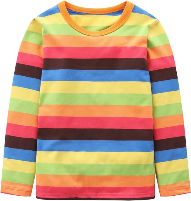 Detalle de Aisyee Boys Striped Short Sleeve T-Shirts (Rainbow design) for Ages 1–10
