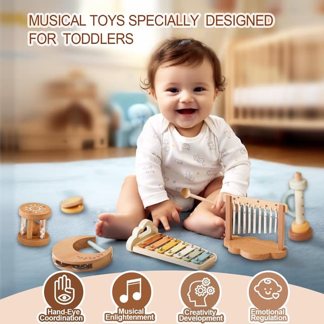 Detalle 2 de Smartwo Kids Musical Instruments wooden toy set 🎶