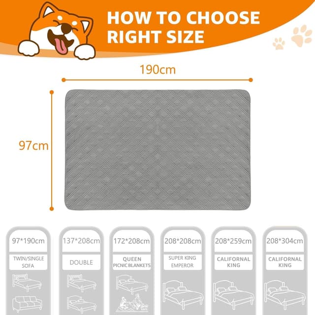 Detalle 2 de Waterproof Dog Blanket (2 Pack) with Anti-Slip Backing – Grey, 97×190cm