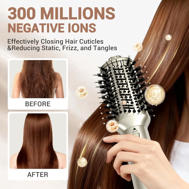 Detalle de Lavomist 8-in-1 Dual Voltage Hot Air Styler & Hair Dryer Brush (110,000 RPM) with Travel Bag