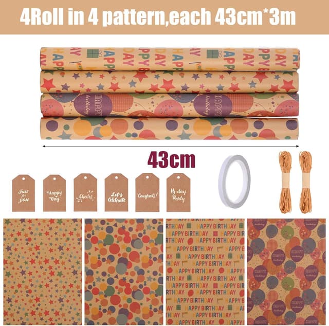 Detalle de HBell birthday gift wrap paper rolls 43cm