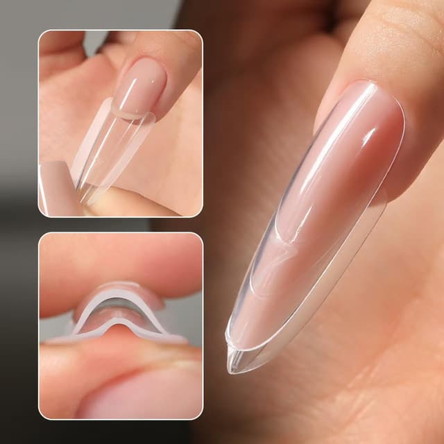 Detalle 2 de YOKEFELLOW Dual Nail Forms Sandwich Nagel-Formen (240 Stück, transparent) für Polygel & Gel-Nagelverlängerung