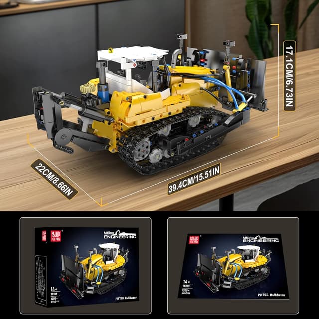 Detalle de Mould King 19019 : ensemble de construction technique Bulldozer à chenilles (1200 pièces)