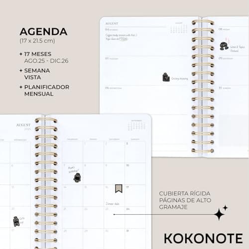 Thumbnail 2 de Kokonote Agenda 2026 Semana Vista A5 Mocha Bloom, 17 meses