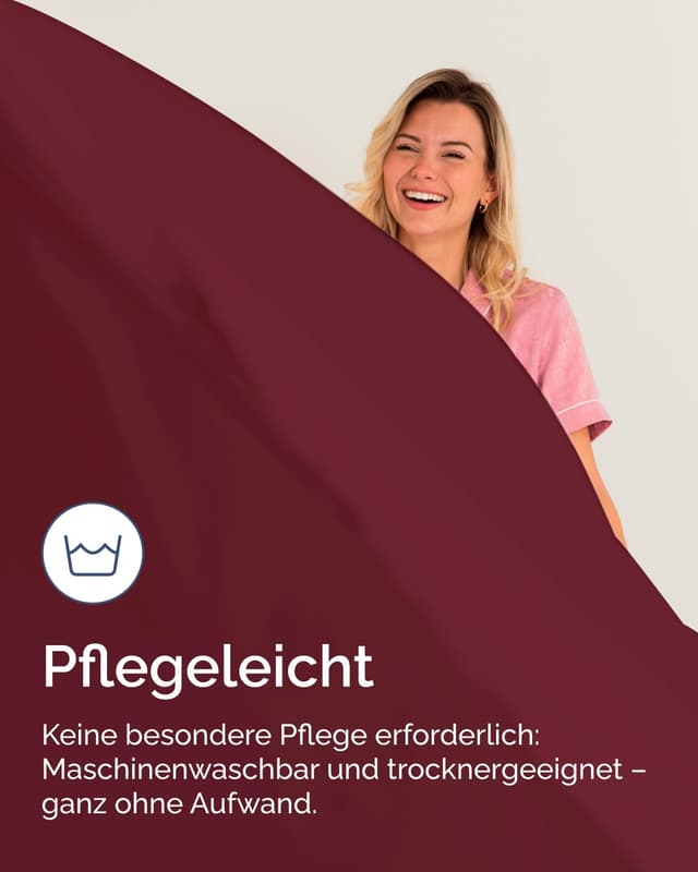 Thumbnail 6 de CGK Unlimited Spannbettlaken 160x200 cm Weinrot – extra tief bis 40 cm, Mikrofaser mit Oeko-TEX