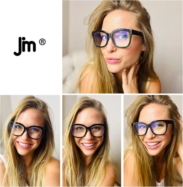 Detalle 2 de JM 3-Pack Oversized Square Reading Glasses with Blue Light Blocking Lenses & Spring Hinge