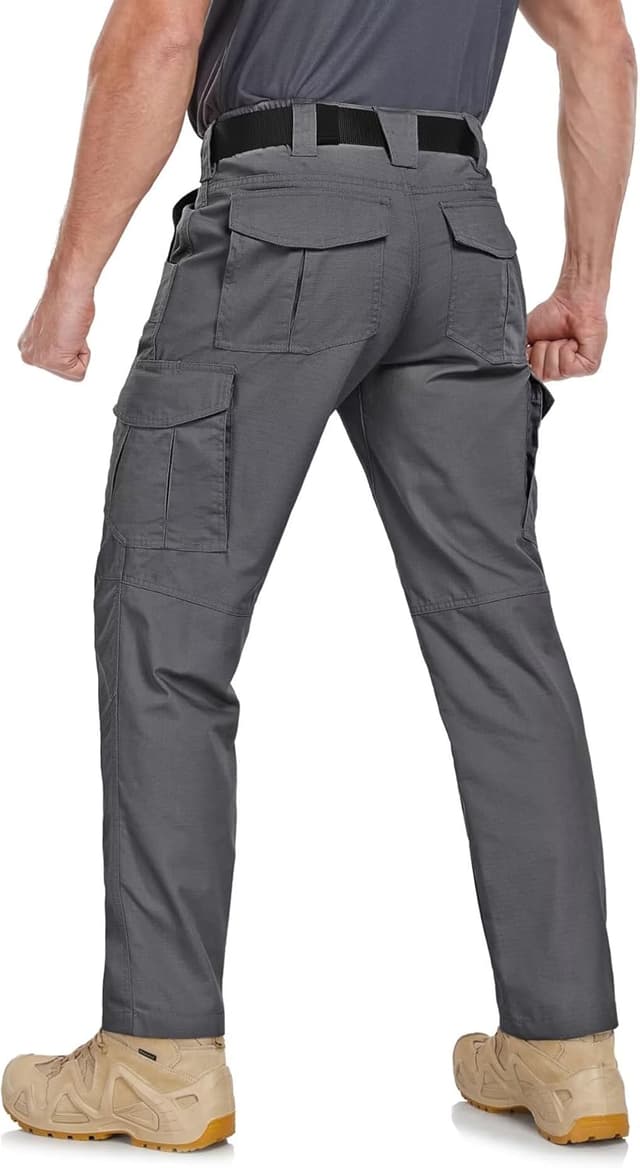 Detalle 2 de Zoofly Men’s Ripstop Water-Resistant Cargo Pants (9 Pockets, Elastic Waist) — Not Belt