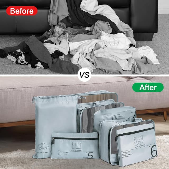 Thumbnail 4 de TEUYOE 7 Stück Koffer Organizer Set grau