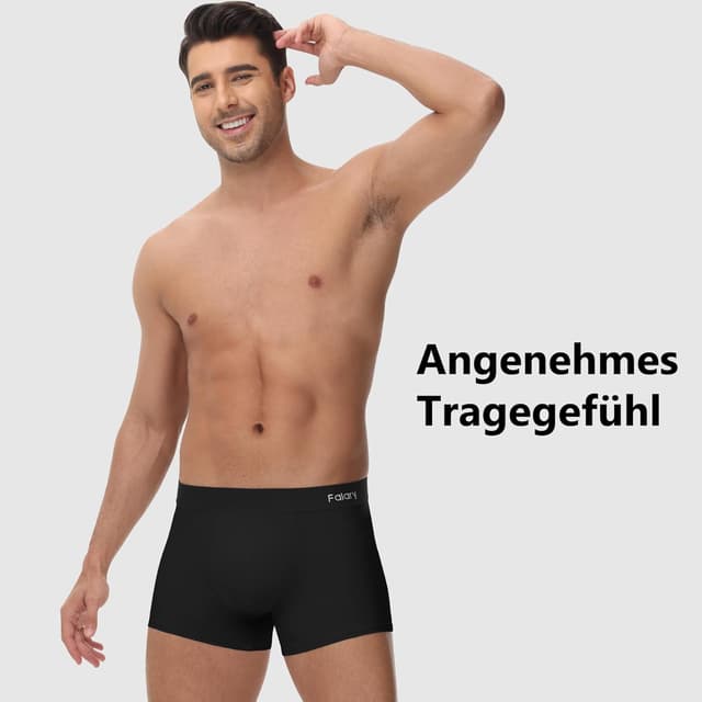 Detalle de FALARY 4er Pack Herren-Boxershorts aus Bio-Baumwolle (Retroshorts) – bequeme Passform ohne störendes Etikett