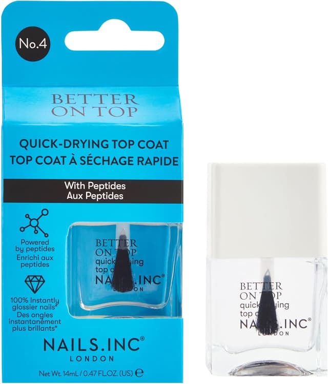 Detalle de Nails.INC Better On Top Quick Drying Top Coat (dries in 45 seconds) – peptide-enriched glossy finish