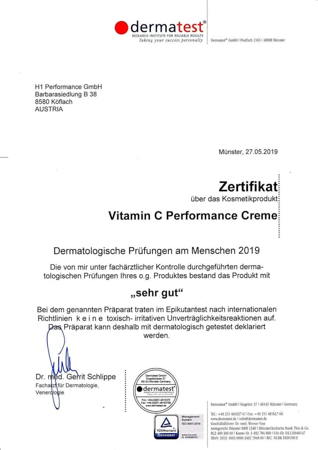 Detalle de Cosphera Vitamin C Performance Creme 50 ml mit Hyaluronsäure – vegane Tages- und Nachtcreme