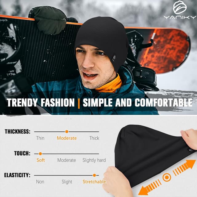 Detalle 2 de YANIKY leichte Beanie-Mütze aus Baumwolle (93% Baumwolle, 7% Elastan) – Unisex Slouch Longbeanie für alle Jahreszeiten