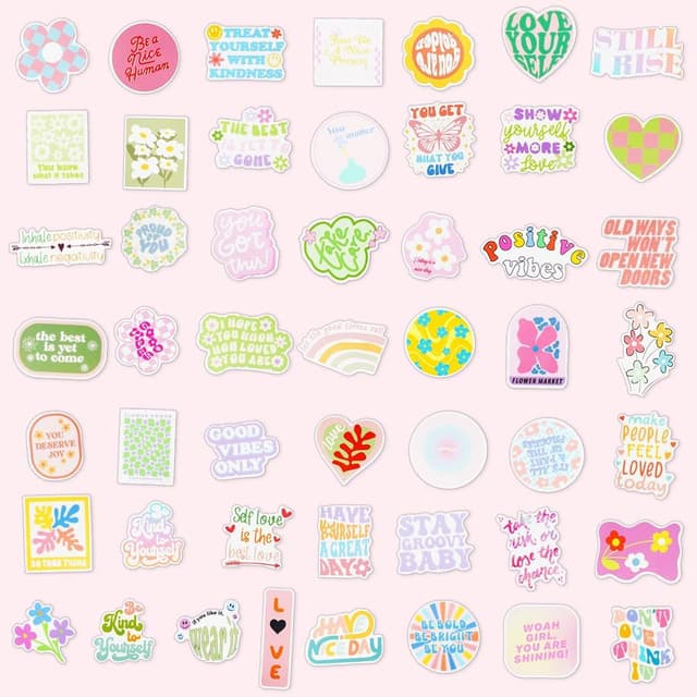 Detalle de Vicloon 100PCS Pink Motivational Stickers (Waterproof PVC, re-pasteable)