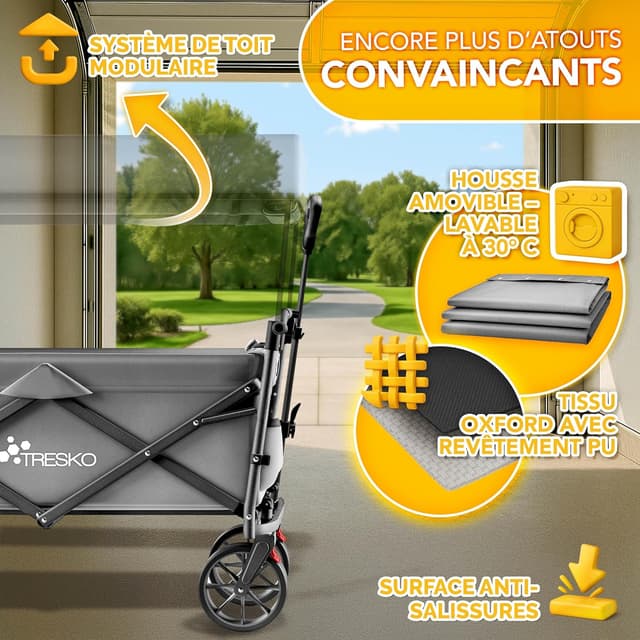 Thumbnail 4 de TRESKO Chariot de courses pliable 150 kg 🛒